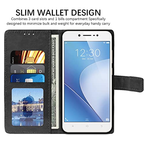 Image of Flip Cover Back Case for Vivo V5 / Vivo V5s | Premium Leather Finish | Inbuilt Pockets & Stand | Flip Cover Back Case for Vivo V5 / Vivo V5s (Black)