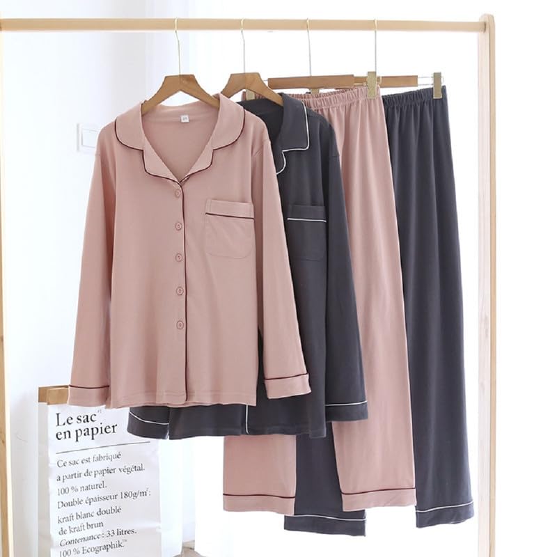 Shanghai Story Cotton Couple Pajamas Set for Fall Long Sleeve Button Down Lounge Wear Sleepwear2