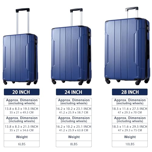 Expandable Luggage with ABS Hard Shell,Carry on Luggage with TSA Lock,Lightweight Luggage with 360 Spinner Wheels and Telescopic Handle,Solid and Long-Last,Easy Carrying (Blue, 20'')2