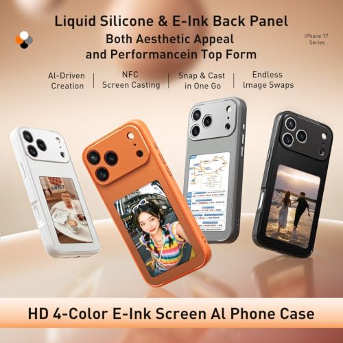 Coque en verre TPU Pro Max gris avec écran d'affichage d'image NFC chic