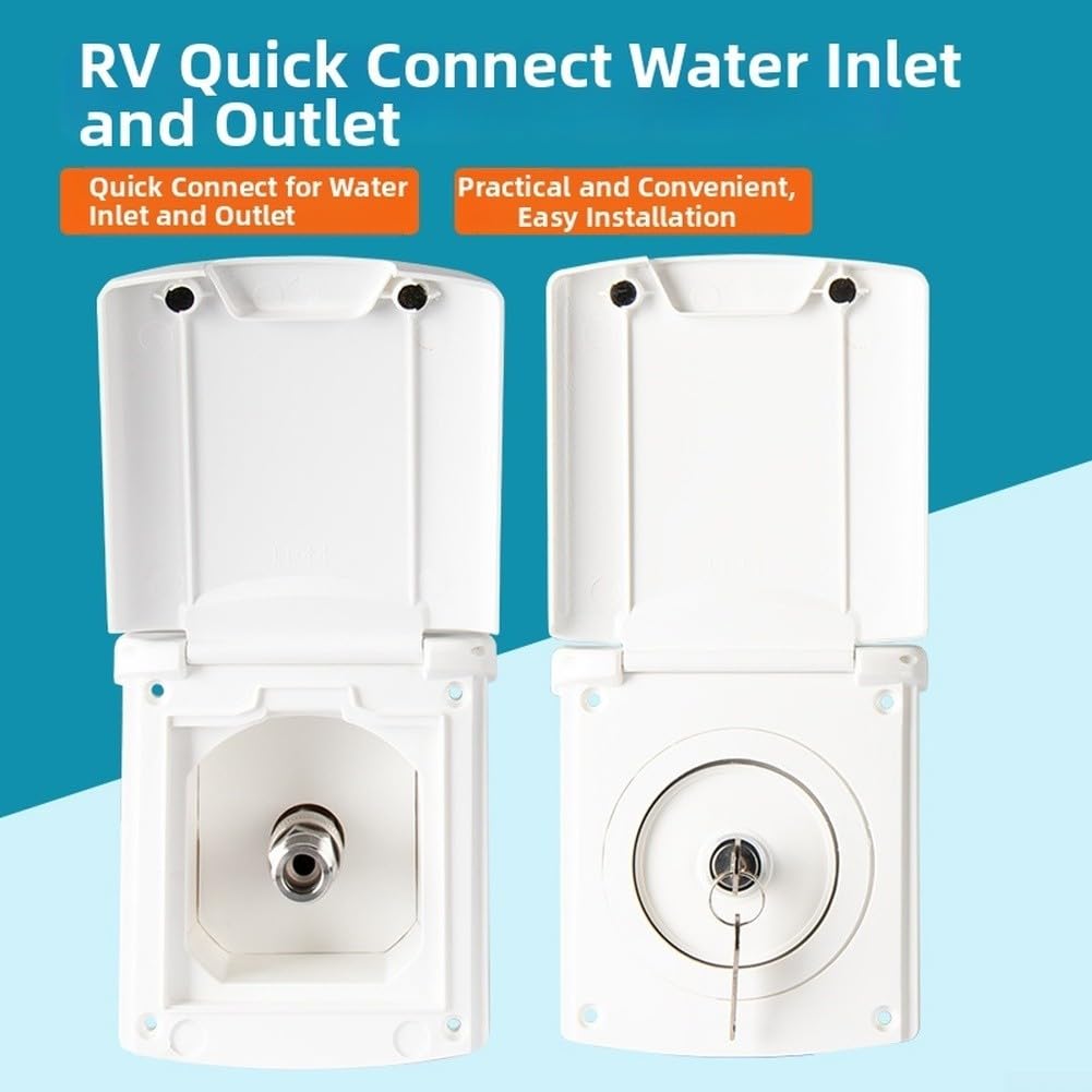 Salida de llenado de agua RV con interfaz de conexión rápida, tapa magnética, diseño abatible de 180 grados y ventilación para un flujo constante (A)