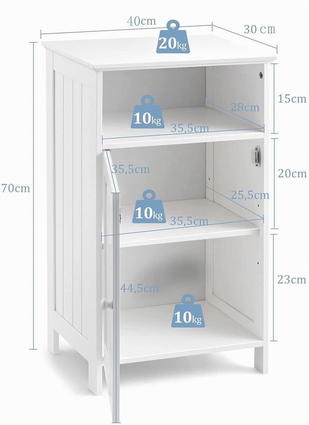 GIANTEX Badezimmerschrank, Badschrankmit Tür & Ablage, Aufbewahrungsschrank für Badezimmer, Schlafzimmer & Wohnzimmer, 40 x 30 x 70 cm (Weiß)