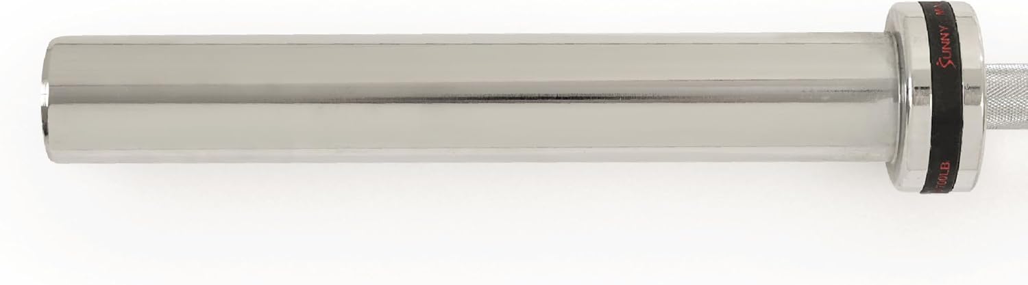 Sunny Health & Fitness Olympic Barbell – 2" Sleeves, Bearing and Bushing Rotation, Chrome Finish, Optional 60", 72" w/500LB or 79" w/700LB Capacity
