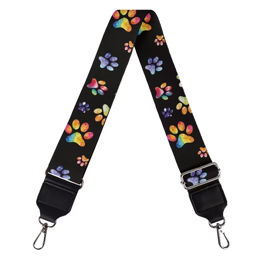 Coldinair Colorful Dog Paw Purse Straps Replacement Crossbody Bag Strap Wide Shoulder Strap Guitar Strap Purse
