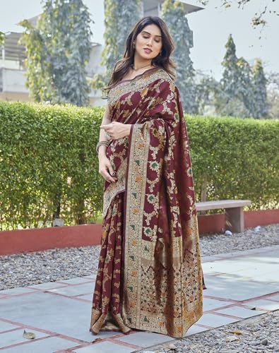 Image of Yashika Women's Banarasi Kanjivaram Art Silk Saree Set with Blouse |saree for Women | Saree | New Sari | Saree