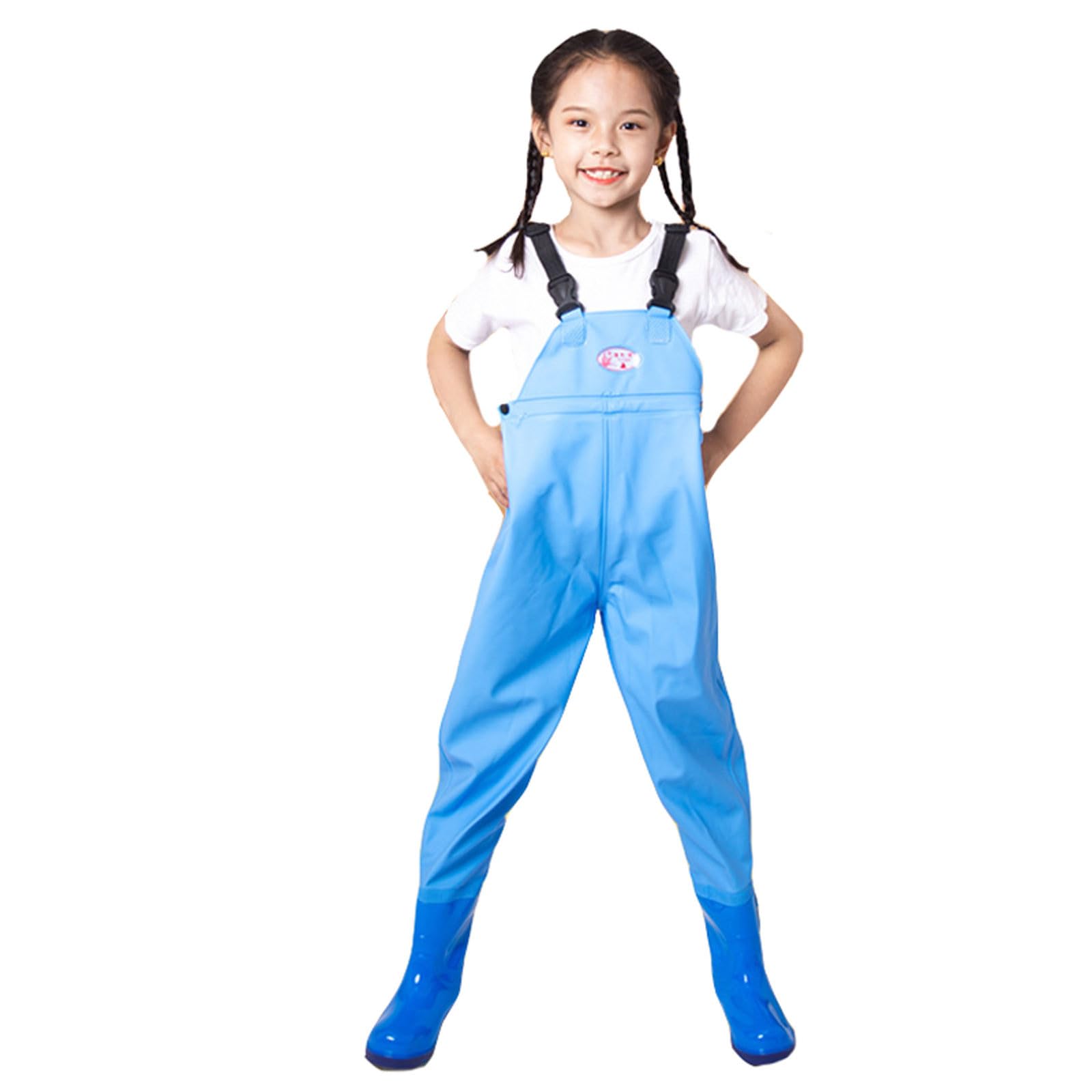 Fishing Waders for Kids Boys Girls Chest Waders Youth Fishing Wader with Pocket for Toddler Children Water Proof Wader with Boots Blue — image 1