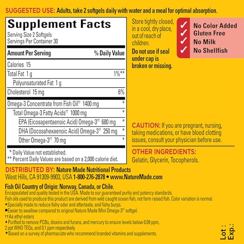 image for Nature Made Extra Strength Burp Less Fish Oil Omega 3 Supplements 1400