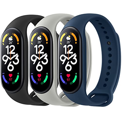 Wanme Silicone Bracelet Compatible avec Xiaomi Mi Band 7, Bracelet de Remplacement en Silicone Réglable pour Xiaomi Mi Band 7
