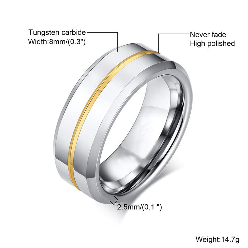 Cross Inspirational Faith Bible Verse Tungsten Carbide Ring Hypotenuse Grooved Center Ring Customize High Polished Wedding Jewelry for Men Women, US Size 7 to 122