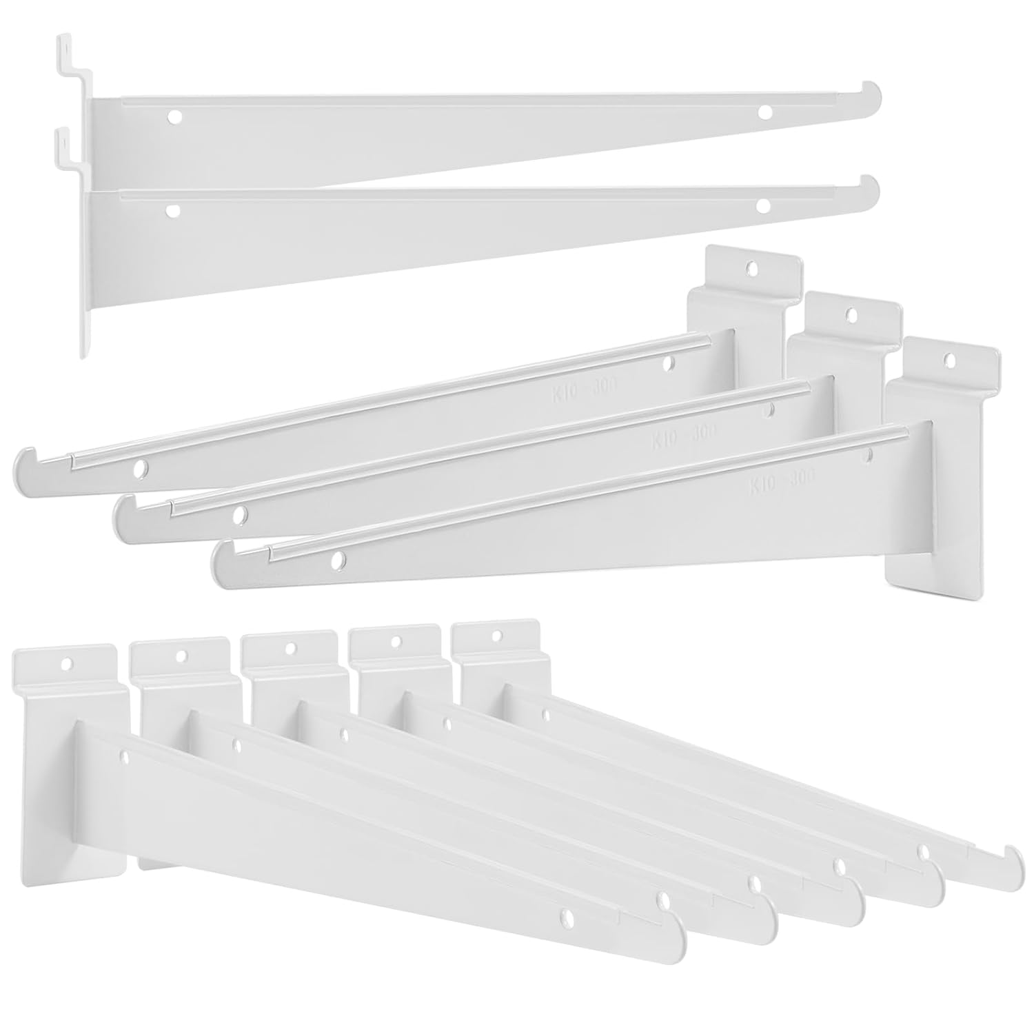 10 Pack Slatwall Knife Shelf Bracket, 8 inch Slatwall Bracket for Shelves, Heavy Duty Metal Slatwall Accessories with Lip for Slat Wall Panels Shelving Display Home Commercial, White