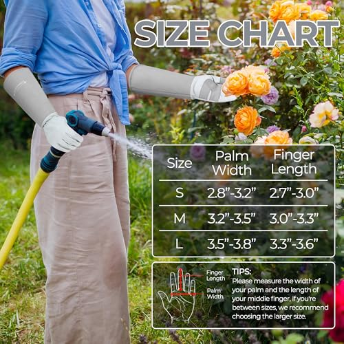 Image of HANDLANDY Rose Pruning Gloves for Men Women, Thorn Proof Gardening Gloves | Long Leather Gardening Gloves, Breathable Leather Gauntlet, Best Garden Gifts & Tools for Gardener (Silver Gray, M)