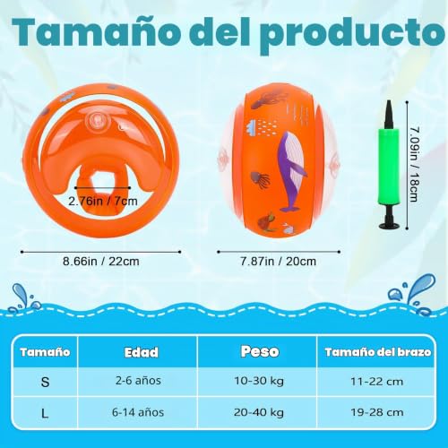 Miniatura 2 de Manguitos De Natación Para Niños, Manguitos Piscina Bebé De 2-6 Años Con 3 Airbags Independientes, Apto Para 10-30 Kg, Ayuda Para La Natación Y Dispositivo De Seguridad Para Niños Y Niñas