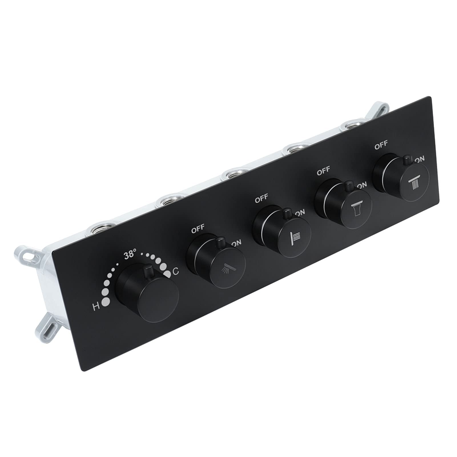Luksusowy system deszczownicy, 60 x 80 cm, głowica prysznicowa LED z głośnikiem muzycznym Bluetooth, zestaw baterii prysznicowych, pilot zdalnego sterowania, czarna (sterowanie telefonem, czarna)