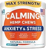 GOODGROWLIES Advanced Calming Chews for Dogs - Hemp Treat + Melatonin + Valerian - Relaxing Bites - Calming Care - Stress Relief - Made in USA - Calm, Sleep Aid, Storms - 60Ct