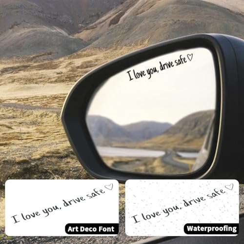 Image of 4X I Love You Drive Safe Mirror Sticker, Cute Car Stickers for Women, Valentine's Day Gift for Her, Drive Safe Car Decals for Rearview Mirror (Black)