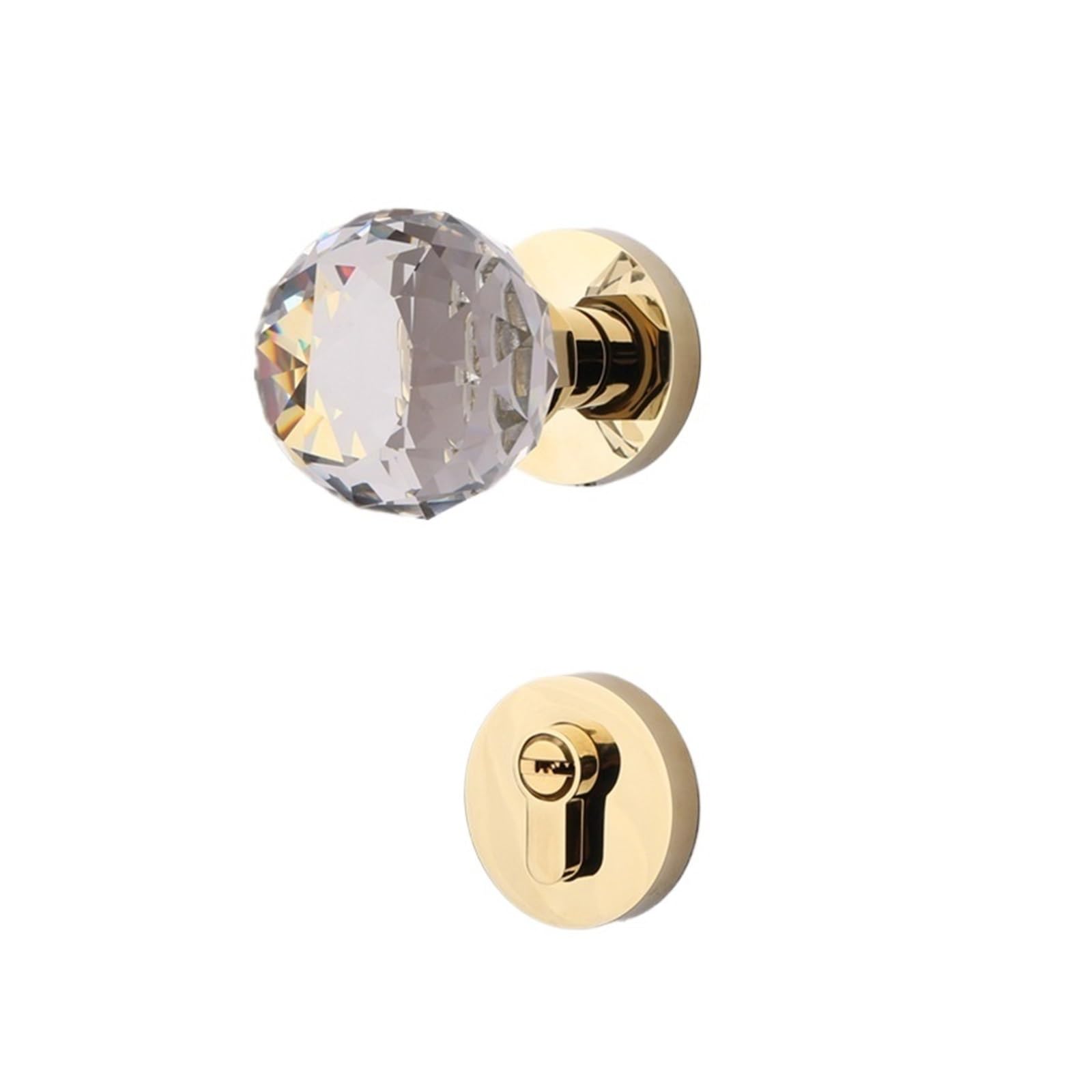 Serrure de porte de chambre à coucher en cristal pour une ambiance dorée et calme