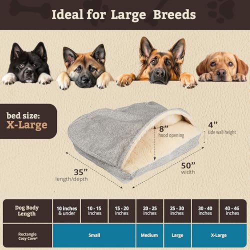 Image of Snoozer Rectangle Cozy Cave Dog Bed, Hooded Dog Bed, Palmer Dove (XL)