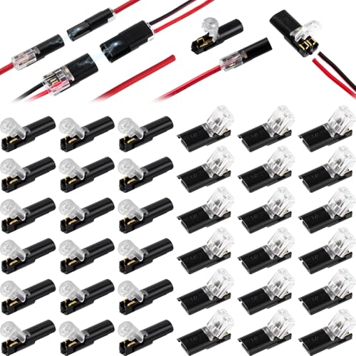 Blocs de bornes de câblage à clipser pour loisirs créatifs et rubans LED 18-22 AWG, lot de 40