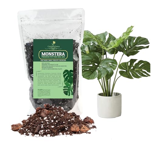 GardenNova Premium Monstera Potting Soil - Quick Drain Potting Soil for Growing and Repotting Monstera Deliciosa/Swiss Cheese Plant - 1 Liter Bag