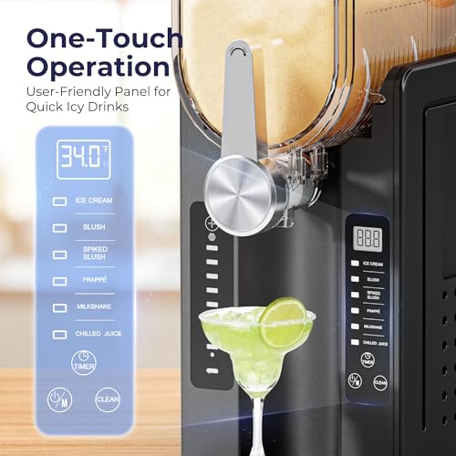 Image of Slushie Machine, No Ice Needed Slushy Maker for Home, Real-Time Temp Display, Frozen Drink Maker with 6 Preset Programs for Ice Cream, Frappes, Milk Shake and More, Slate, 1 Pack+6Modes