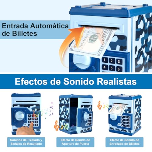 Miniatura 2 de Pup Go Atm Electrónica Para Niños 3-12 Años, Niños, Cajero Automático Infantil Con Contraseña, Hucha Caja Fuerte Para Monedas Billetes, Juguete Educativo Azul