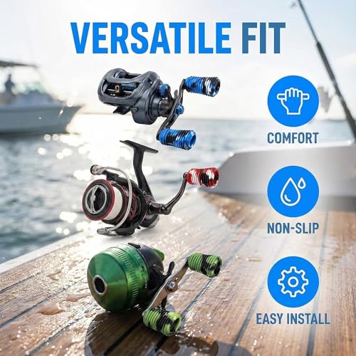 9Pack Rubber Fishing Reel Handle Grip Sleeve Non-Slip Baitcaster Knob Covers for Casting or Spinning Reel Customizable Handle Cover Tape Baitcasting Baitcaster Handle Grip