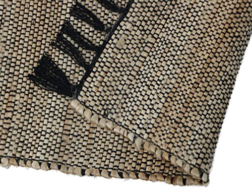 Image of The Home Talk Hand-Made Tablemat - Vintage Mats for Parties, Dining Table, Coasters - Decorative Placemats - 100% Jute Natural Fibers - Pack of 6 (13 x 19 Inches - Black)