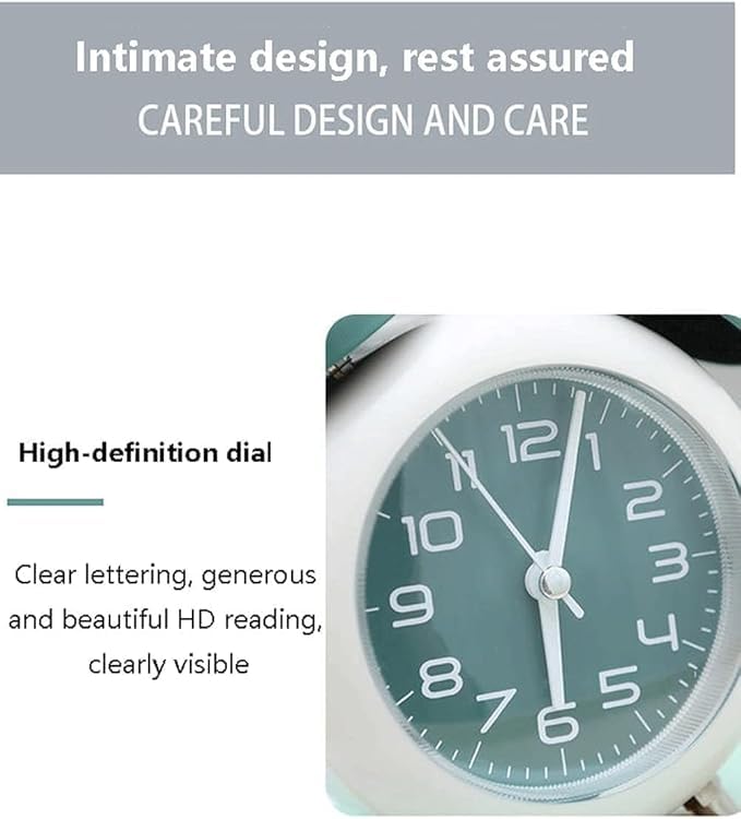 Netora Analog Twin Bell Alarm Clock with Silent Sweep Movement, Metal Bell Design, Sky Blue, Tabletop Use (Green) 2