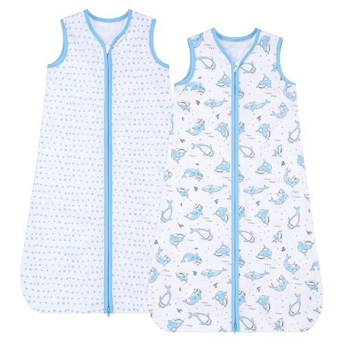 Image of DaysU Cotton Baby Sleep Sack, Baby Sleeping Bag with Two-Way Zipper, 0.5 TOG Wearable Blanket for Newborn Baby Boys and Girls
