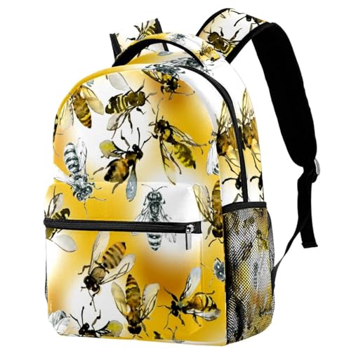 Sac à dos d'école ergonomique et spacieux avec motif abeilles multicolore
