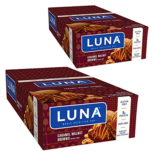 LUNA BAR - Gluten Free Snack Bars - Caramel Walnut Brownie Flavor -8g of protein - Non-GMO - Plant-Based Wholesome Snacking - On the Go Snacks (1.69 Ounce Snack Bars, 30 Count)