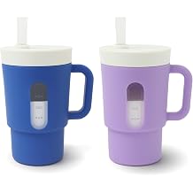 XIAPIA Silicone Drinking Cup with Straw Leak-Proof 210 ml Set of 2