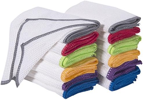 LUCKISS Dish Cloths Cleaning Cloth and Dust Cloths Sets Super Absorbent Soft Durable and Respectable Cleaning Rags 12 x 12 inch 12 Pack