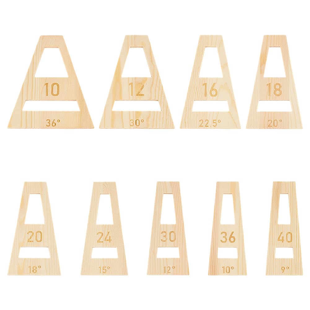 BENECREAT 9 Pcs Cales à Bol Segmentées Ensemble D'Outils de Cales de Bol Segmentées Trapézoïdales Blanches en Amande pour Gabarit de Fabrication Traîneau Tournage sur Bois Épaisseur de 5mm