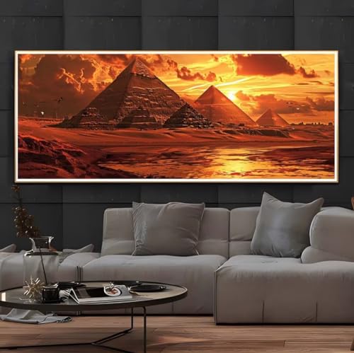Diamond Painting Pyramides Égypte 100X50cm broderie diamant XXL kit complet pour déco murale