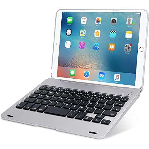 ERY Cubierta Teclado para iPad Mini 5 / Mini 4 Teclado Inalámbrico Desmontable Estuche Rígido Cubierta Folio Inteligente con Función Reposo/Activación Automática con Rotación 130 Grados,Silver Grey