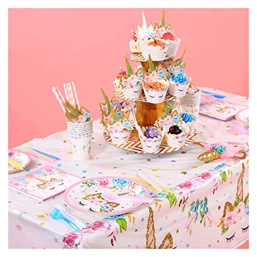 Suprimentos para decoração de bolo de aniversário Bolo de papelão de 3 camadas Stand Golden Disposab