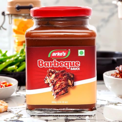 Image of ARKOS | Homemade Barbeque Sauce 400gm | 100% Natural Ingredients | No Artificial Flavours & Color | Butter, Garlic, Sugar, Mustard, Date | Deep Hickory Notes | Use it as a Smoky slow-cook Marinade or Dipping Sauce