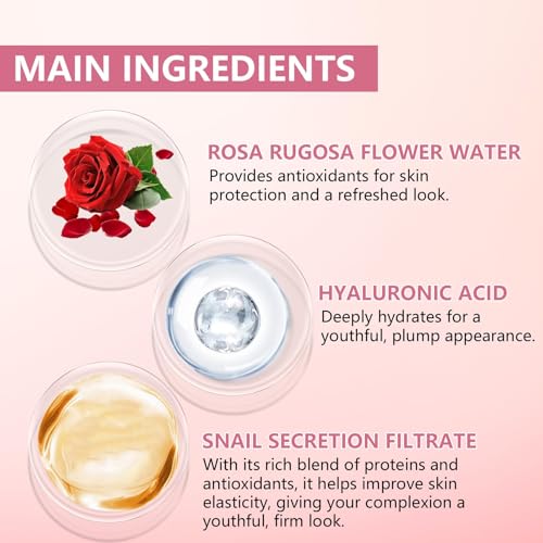 Image of 2.3% Hyaluronic Acid Serum for Face with 5% Rosa Flower Water Deep Moisturizing Anti-Wrinkle(3Pack-Each 15g)
