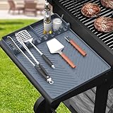 Silicone Griddle Tools Mat for Blackstone, Griddle Accessories Side Shelf Mat Grill Pad for Outdoor Grill Kitchen Counter Spatula Silicone Mat with Drip Pad (Grey)
