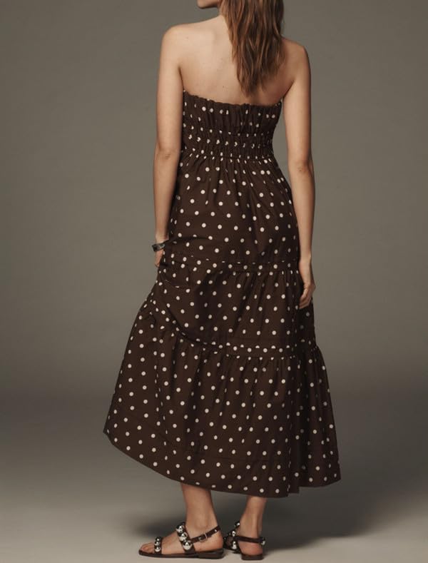Women Elegant Polka Dot Maxi Dress Spaghetti Strap Backless Cocktail Party Bodycon Long Dress4