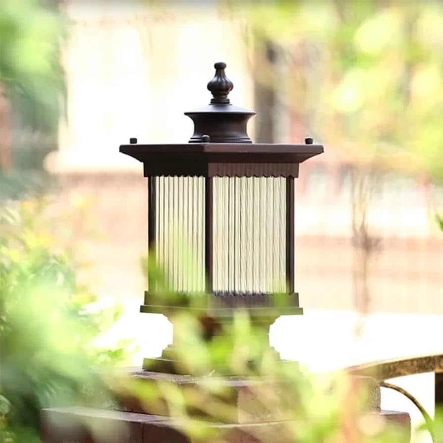 Image of Glowave Decorative Outdoor Coffee Square Post Light Pillar Light Column Light, Waterproof Lantern Post for Patio or Fench Deck, Doorway Porch Pillar Lamp - Warm White (6735-Coffee)