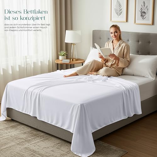 Utopia Bedding - Bettlaken ohne Gummizug 270x290cm - Oeko-TEX Zertifiziert - Weich Gebürstetes Polyester - Mikrofaser Flaches Laken – Weiß 6