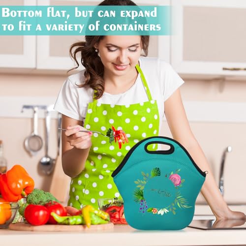 image for Dansydaisy 2 Pcs Neoprene Lunch Bags Insulated Tote Bag with Zipper Re
