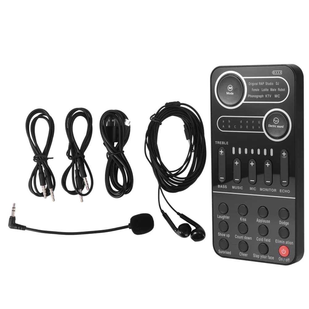 Tragbarer Sprachwechsler mit mehreren Audio-Effekten, kompatibel mit Live-Sound-Wechselkarte, Handy, PC, Tablet, Lautsprecher-Gerät (D 15 x 7,6 x 1,2 cm)