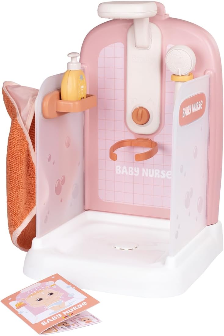Smoby - Baby Nurse - Shower - for dolls up to 40 cm - Functional shower head - Many accessories - Recycled material - From 3 years old
