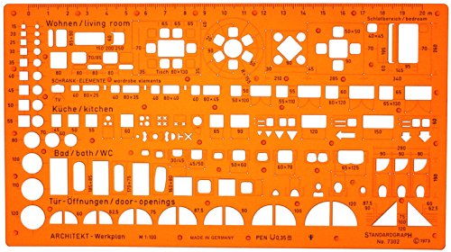 1:100 Architekt Schablone Zeichenschablone Möblierung - Innenarchitektur Technisches Zeichnen