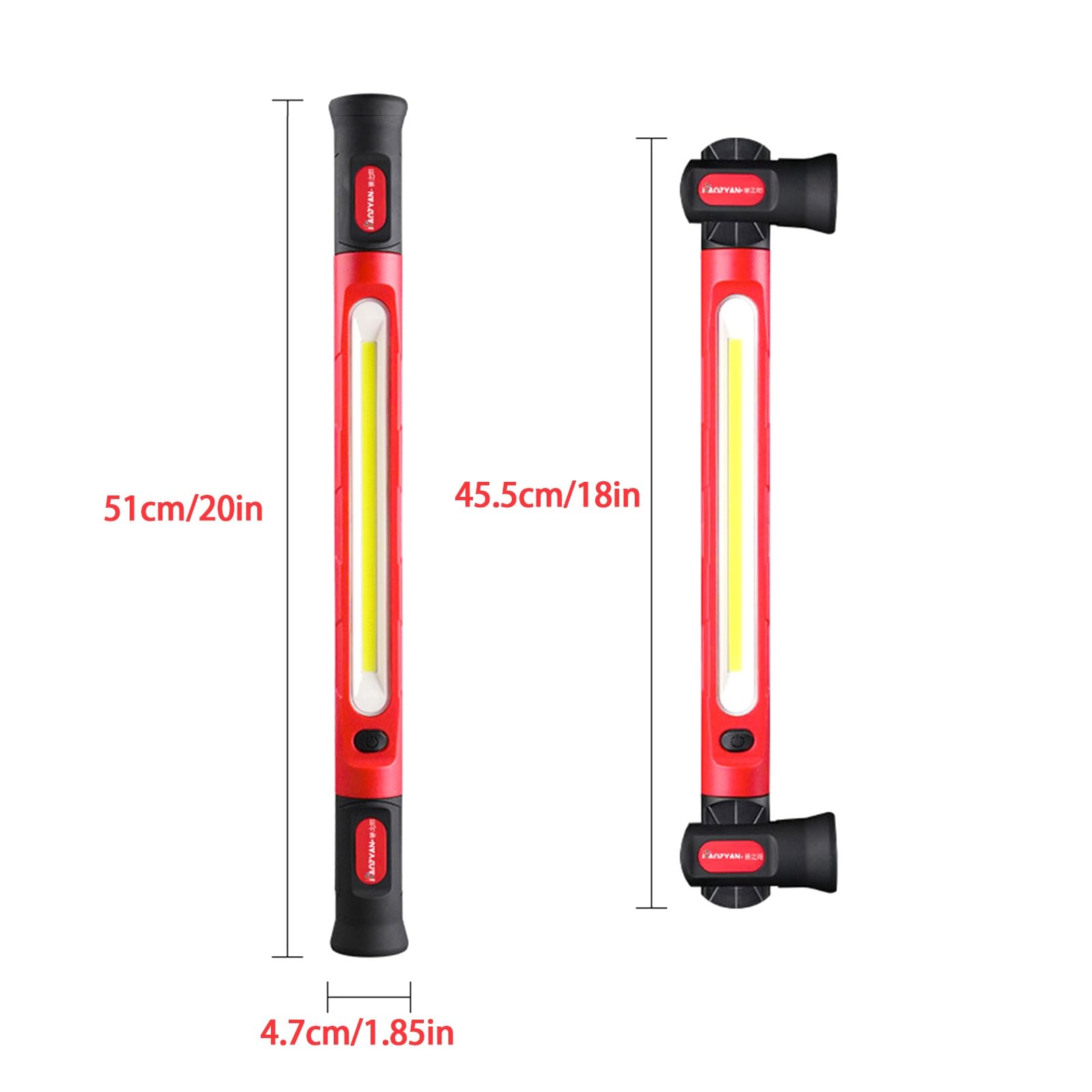 Luz de Trabajo 800LM Luz de Trabajo LED Brillante Luz de Trabajo Portátil Magnética Bajo el Capó con Ganchos y Salida de Corriente USB IP55 Impermeable Luz Mecánica