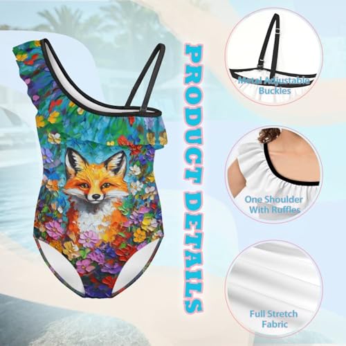 Image of Girls One Piece Swimsuits Size 3-14 Trendy Ruffle Bathing Suit Casual Hawaiian Summer Beach Swimwear