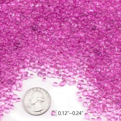 Image of Keedolla 15 Oz Aquarium Fish Tank Pebbles Gravel for Betta Fish, Sea Glass Beads Fish Bowl Rocks Pebbles Glass Stone Polished for Aquarium, Vase Fillers, Christmas Decoration - Pink